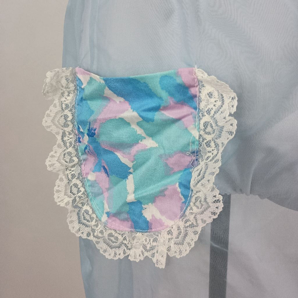 Vintage 50s Red Lace and Blue Half Aprons Dainty Romantic - Picture 7 of 8